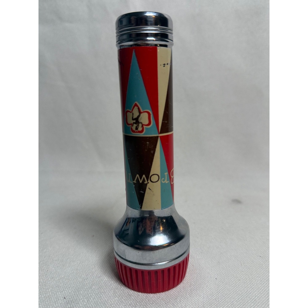 Vintage Girl Scouts Brownie Flashlight Harlequin Diamond Pattern Chrome GS Logo